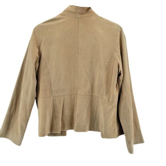 Eileen Fisher Jacket Size Small Goat Suede Camel Tan Lightweight Open Front - Picture 2 of 9